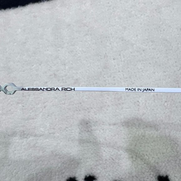 Alessandra Rich Linda Farrow Heart White Chain Pale Green Rectangular Sunglasses - Picture 8 of 10